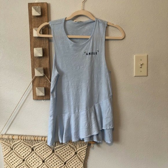 Sundry Baby Blue Amour Peplum Tank Top - Picture 2 of 8